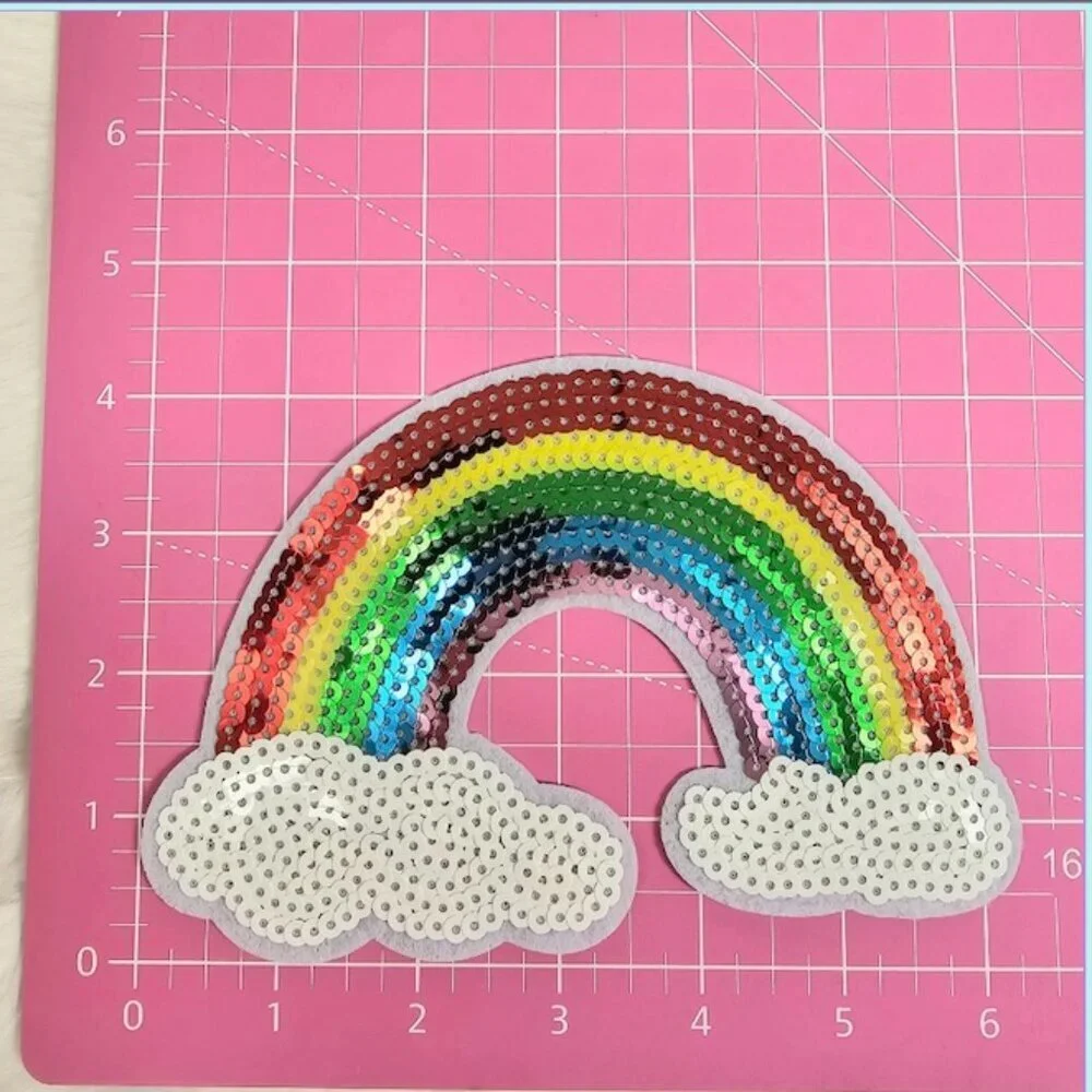 Lot of 5 Large Misc. Sequined Iron on Patches